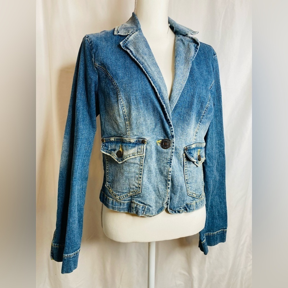 Vintage Pierre Cardin Stonewash Blue Jean Jacket Sz Large - Picture 2 of 15